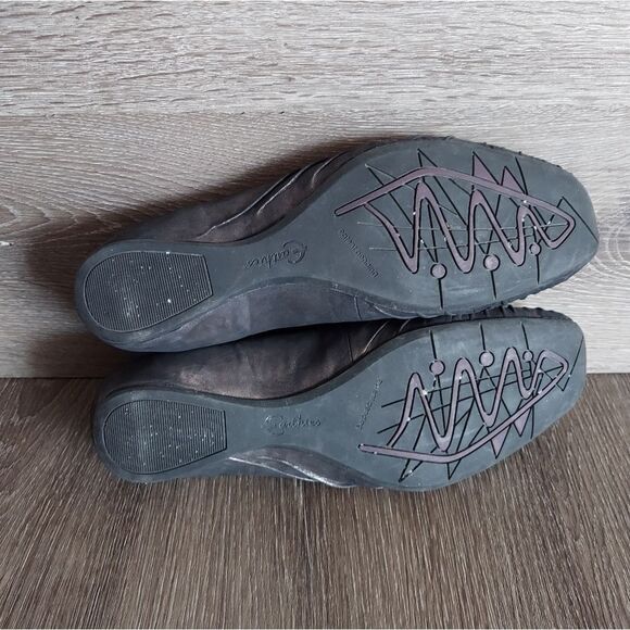 Earthies Dark Pewter Metallic Vanya Leather Flats Slip Ons Size 11B - Picture 9 of 11